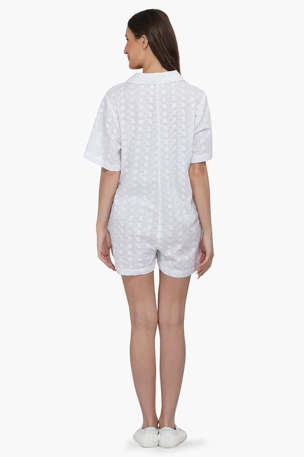 Bright White Cotton Romper - Image 4