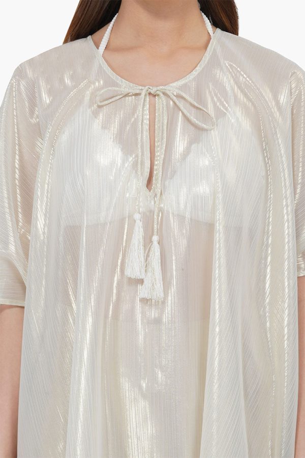 Gold Lurex Sheer Kaftan - Image 5