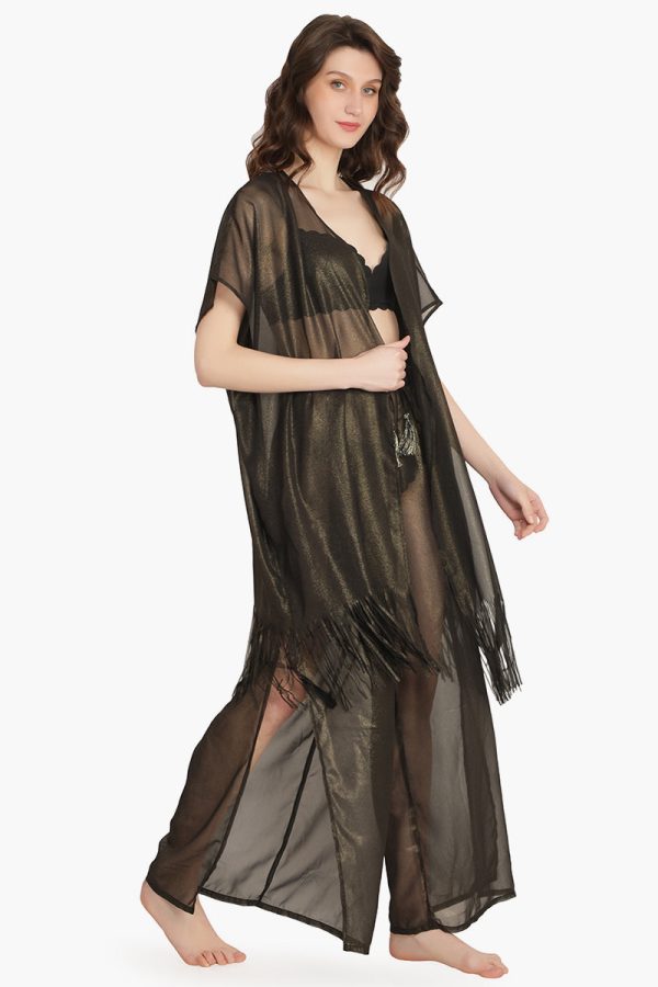 Black Shimmer Sheer Cover Up - Image 2