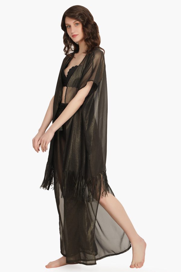 Black Shimmer Sheer Cover Up - Image 3