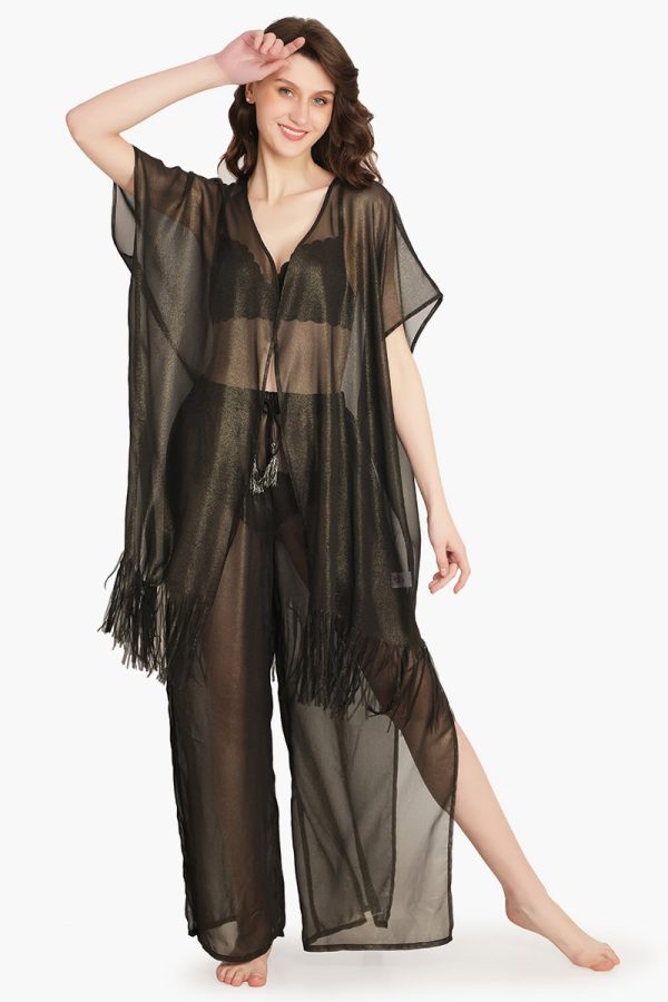 Black Shimmer Sheer Cover Up - Image 4