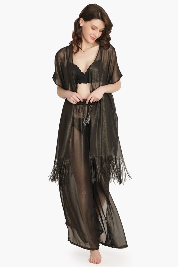 Black Shimmer Sheer Cover Up - Image 5
