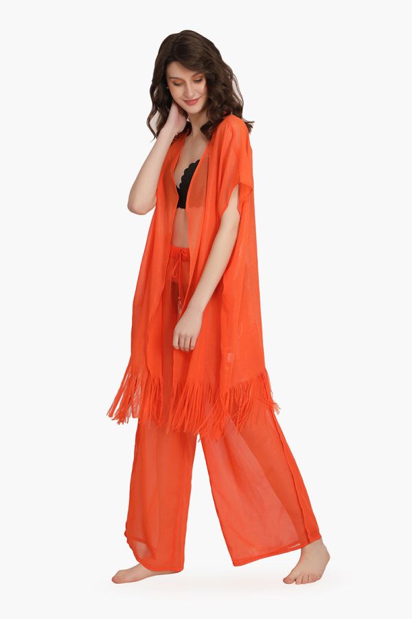 Orange Shimmer Sheer Cover Up - Image 3