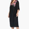 Mexican Floral Embroidered Viscose Dress - Image 3