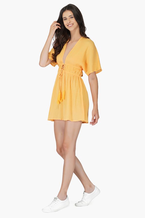 Amber Cotton Crepe Short Dress - Image 2