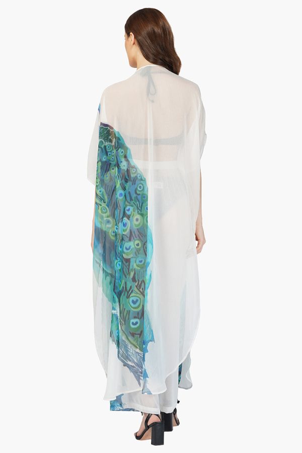 Peacock Chiffon Kimono Cover Up - Image 4