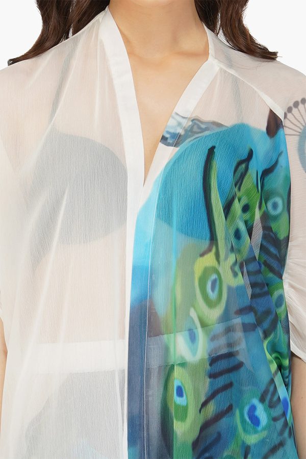 Peacock Chiffon Kimono Cover Up - Image 5