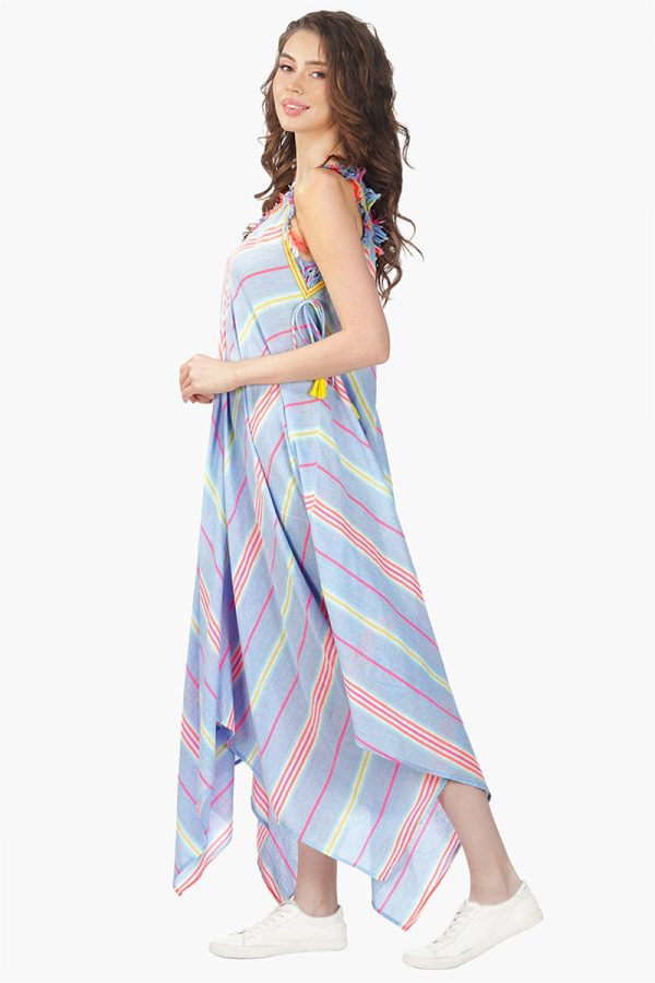 Samantha Striped Lace Hankerchief Hem Dress - Image 3