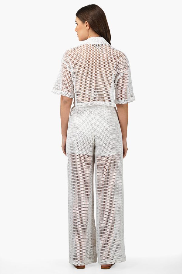 Siera Crochet Cropped Shirt with Floral Embroidery - Image 4