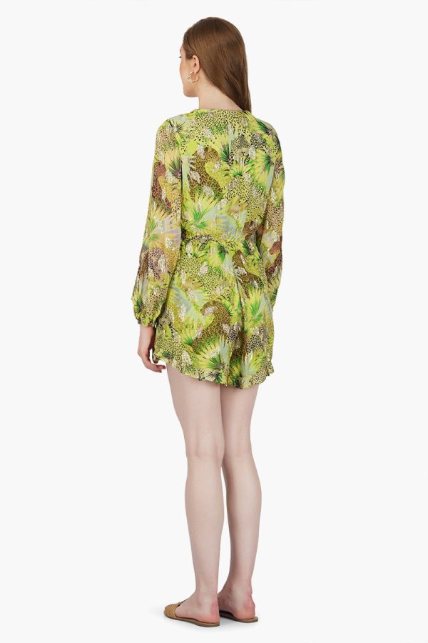 Lime Green Leopard Printed Romper - Image 4