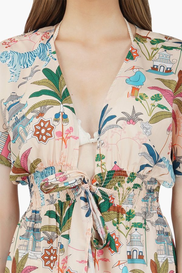 Moku Tiger Front Tie Cover Up - Image 5