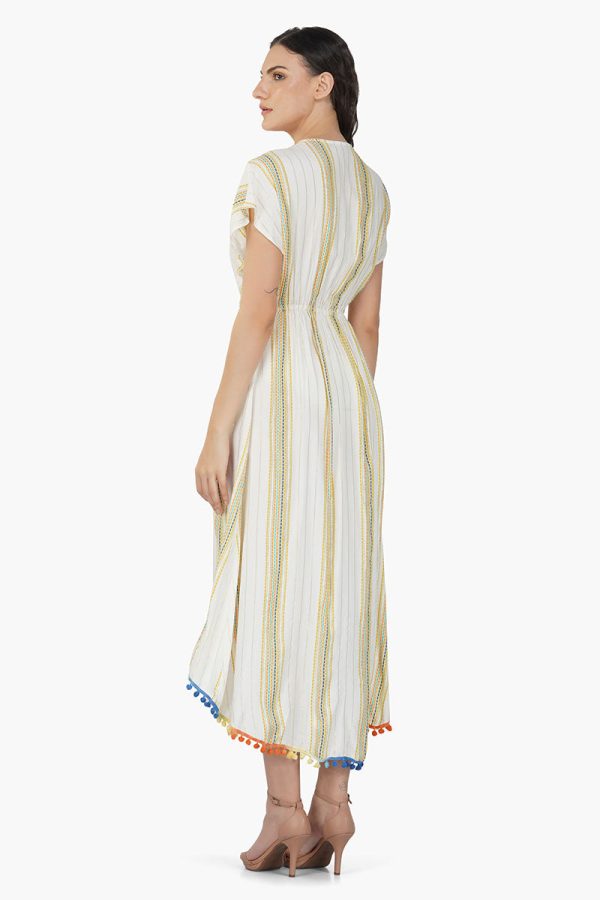 Roman Stripe Wrap Cover up Dress - Image 4