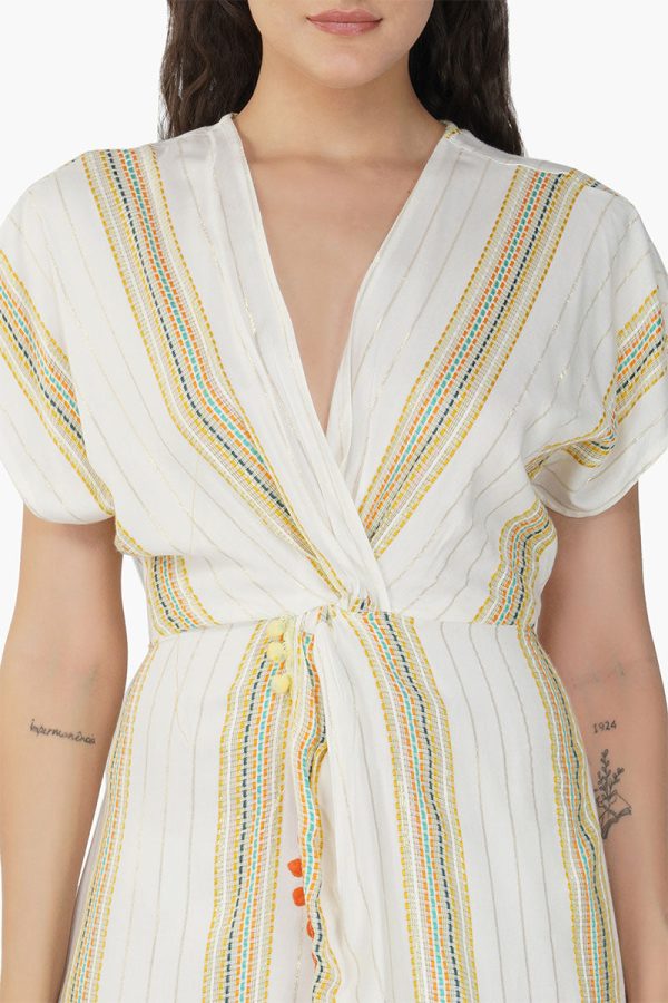 Roman Stripe Wrap Cover up Dress - Image 5