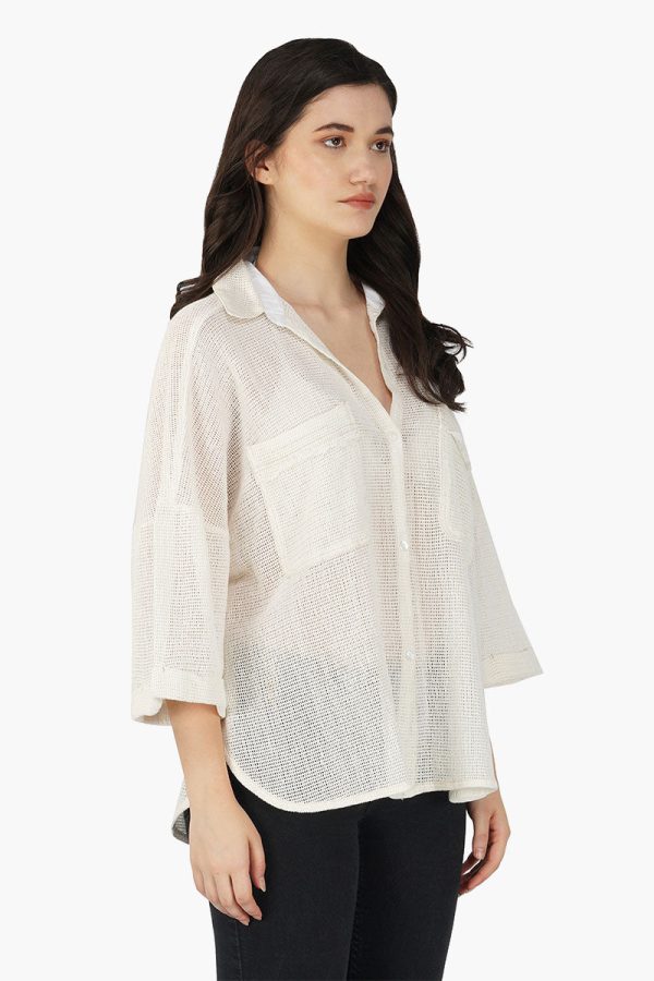 Off shoulder Shirt with two chest pockets - Image 2
