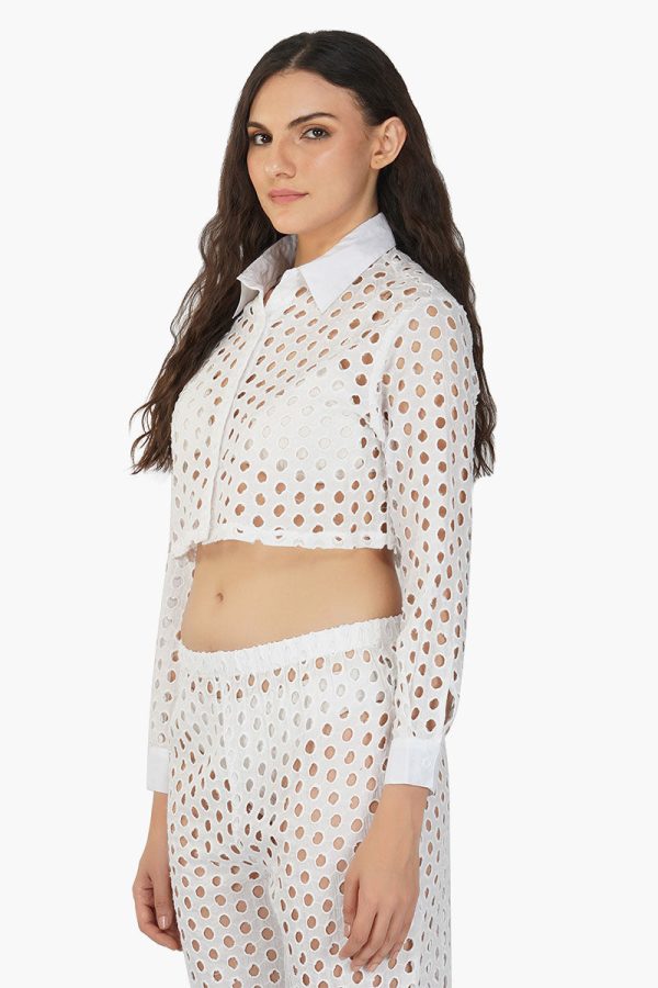 White Loop Crop Shirt - Image 3