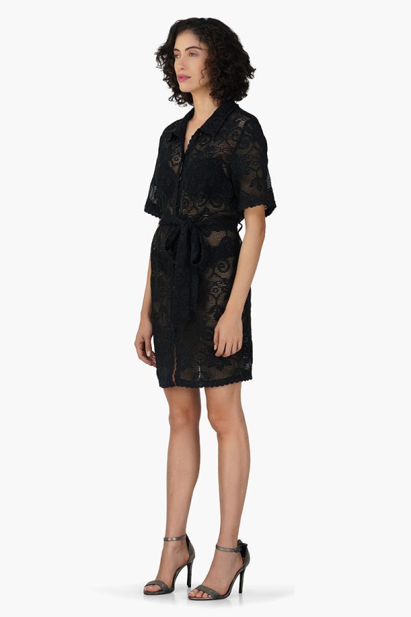 Deborah Crochet Short Shirt Dress - Image 3