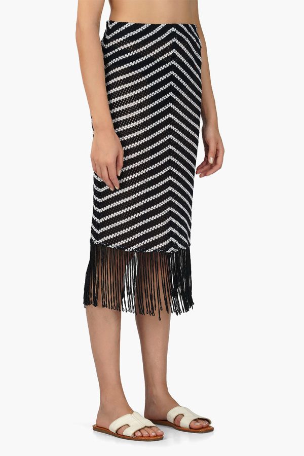 Cleo Stripe Fringe Skirt - Image 2