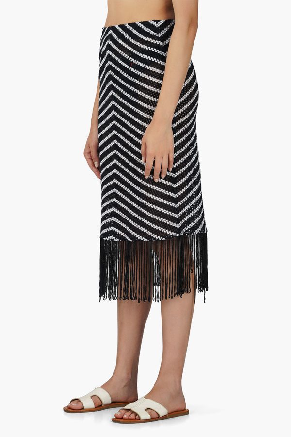 Cleo Stripe Fringe Skirt - Image 3