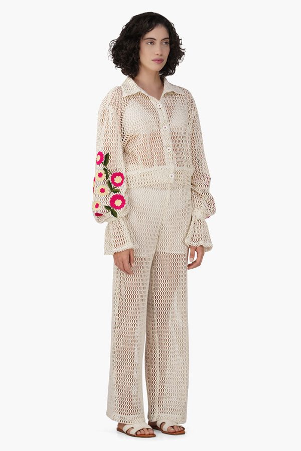 Rose Yard Crochet Crop Baggy Shirt - Image 2