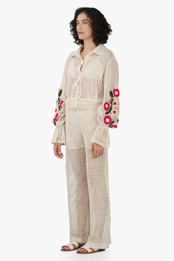 Rose Yard Crochet Crop Baggy Shirt - Image 3