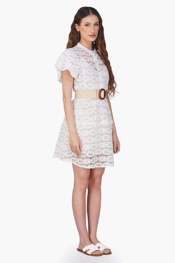 Snow-white Lace Short Dress - Image 2
