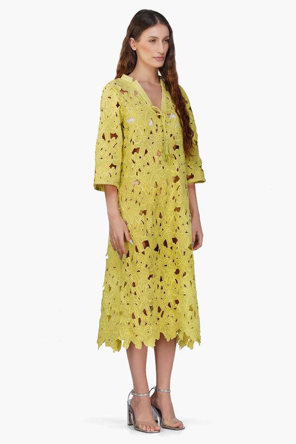 Fall For Neon Floral Lace Cover Up Dress - Image 2