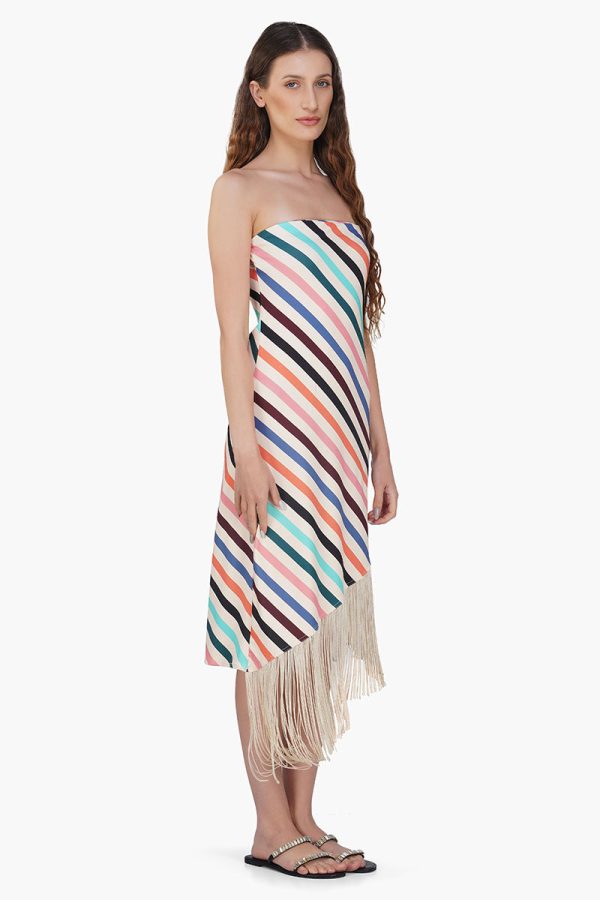 Stripe Staple Fringes Body Cone Dress - Image 2