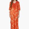 Sunset Palm Foil Tassel Blouse