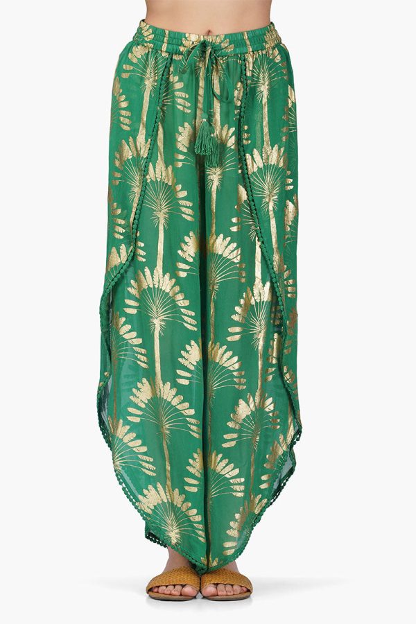 Pine Green Palm Wrap Pants - Image 2