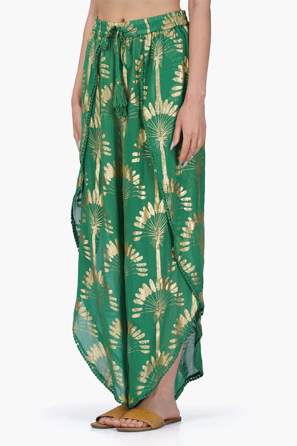 Pine Green Palm Wrap Pants - Image 3
