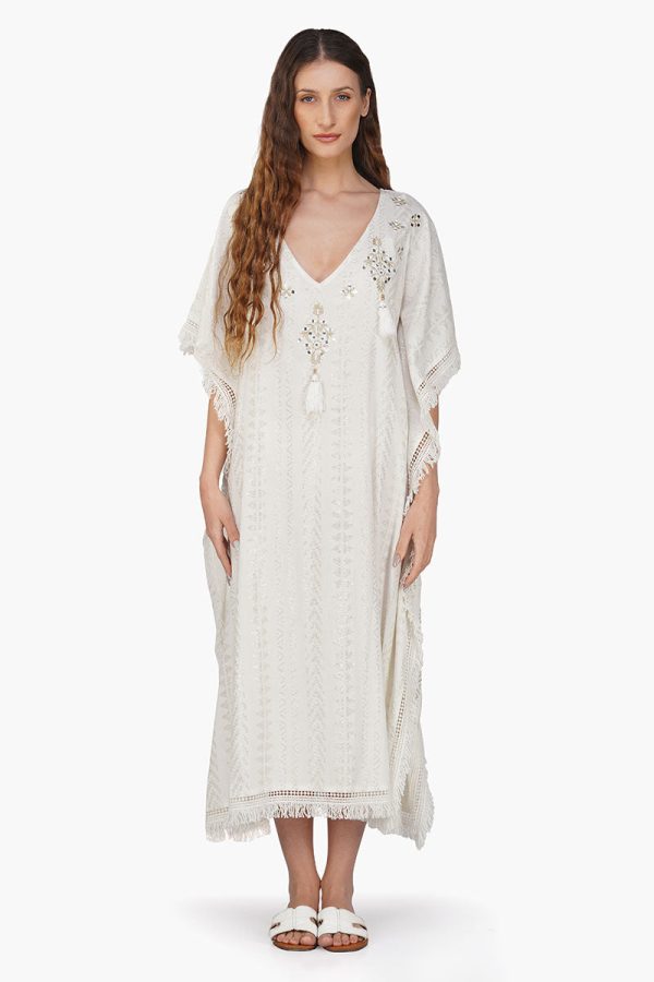 Golden Pearl Lurex Tassel Kaftan - Image 2
