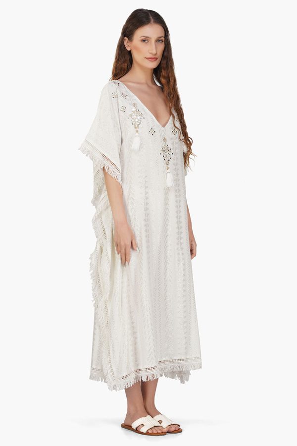 Golden Pearl Lurex Tassel Kaftan - Image 3