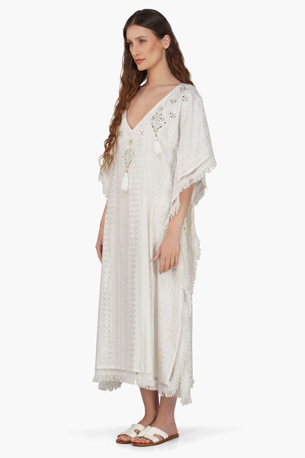 Golden Pearl Lurex Tassel Kaftan - Image 4