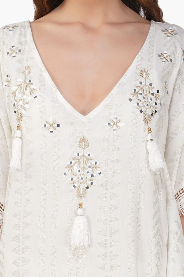 Golden Pearl Lurex Tassel Kaftan - Image 6