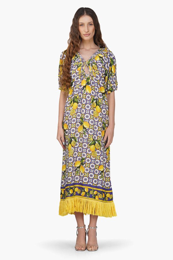 Citrus Lemon Printed Dress - Image 2