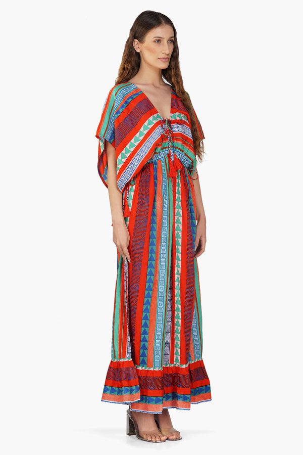 Ruby Aztec Printed Stripe Maxi Dress - Image 2