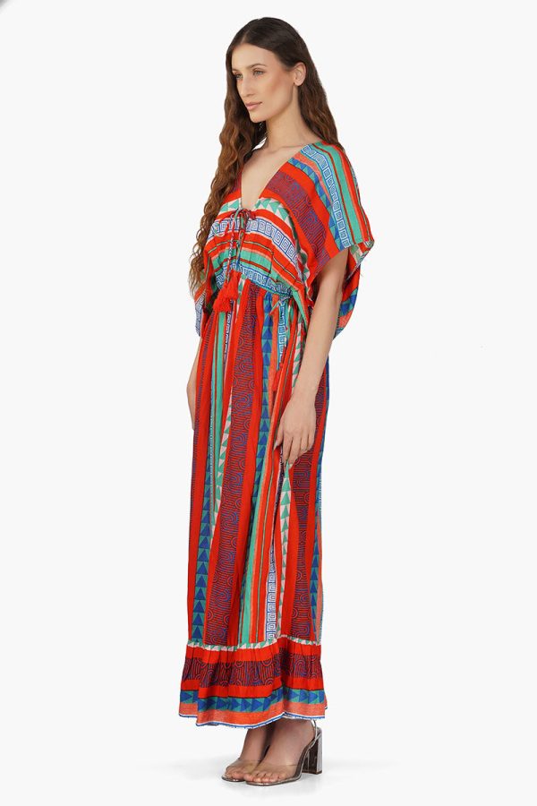 Ruby Aztec Printed Stripe Maxi Dress - Image 3