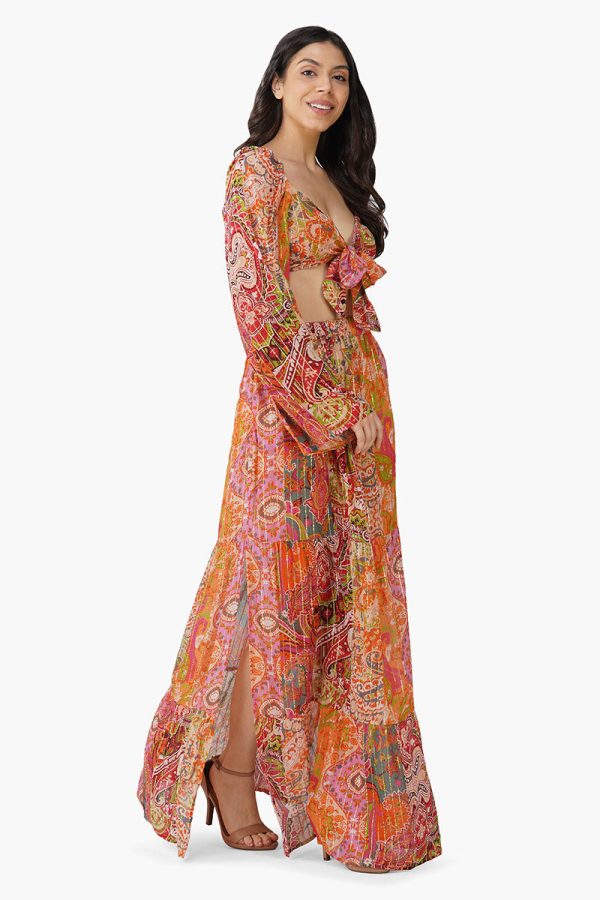 Multi Palm Paisley Front Tie Top - Image 2