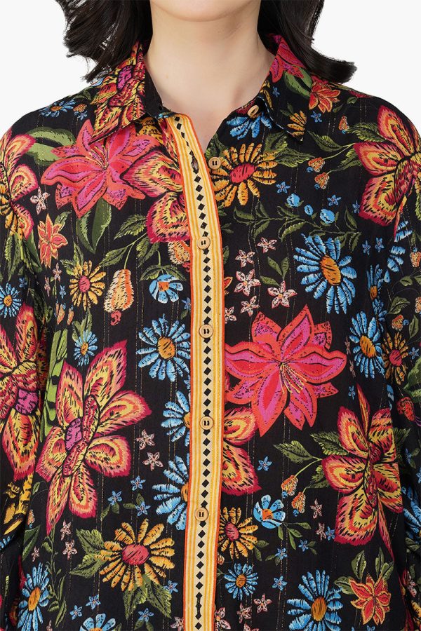 Black Multi Floret Shirt - Image 5