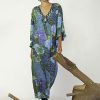 Blue Carribean Floral Printed Maxi Dress
