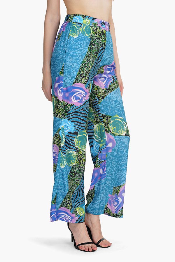 Blue Carribean Floral Printed Pant - Image 2
