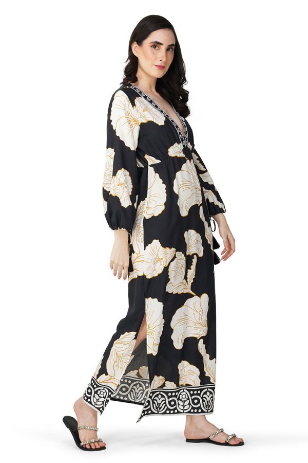 Black And White Floral Daze Printed Maxi Dress - Image 3