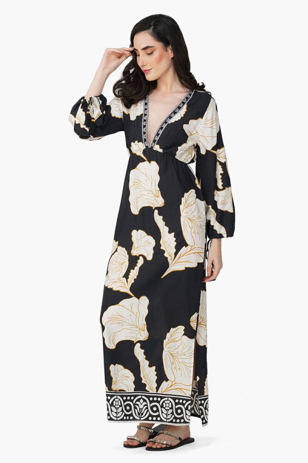 Black And White Floral Daze Printed Maxi Dress - Image 4