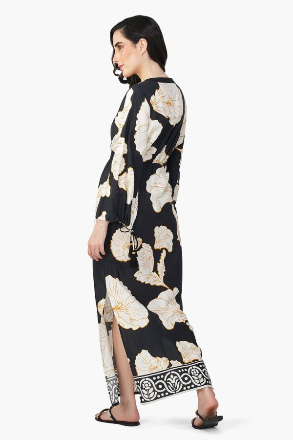 Black And White Floral Daze Printed Maxi Dress - Image 5