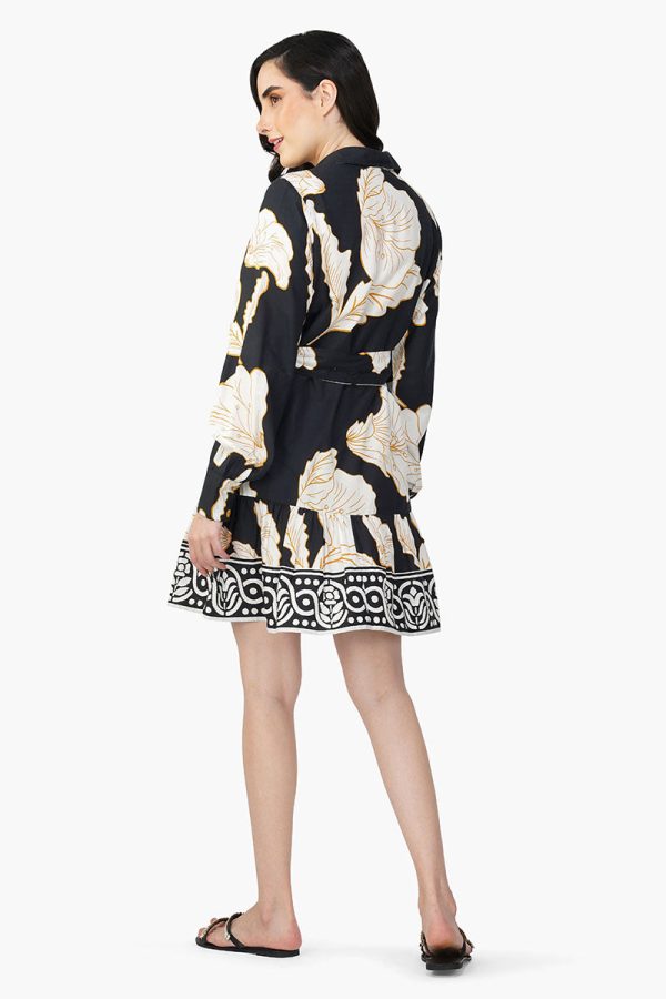 Black And White Floral Daze Printed Short Dress - Image 5