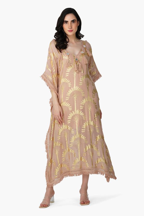 Golden Taupe Foil Printed Kaftan - Image 2