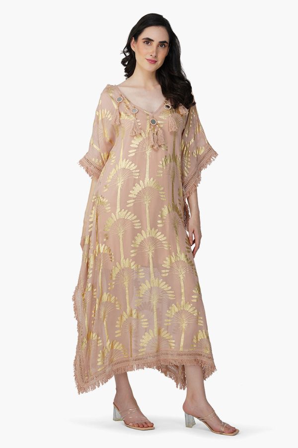 Golden Taupe Foil Printed Kaftan - Image 3