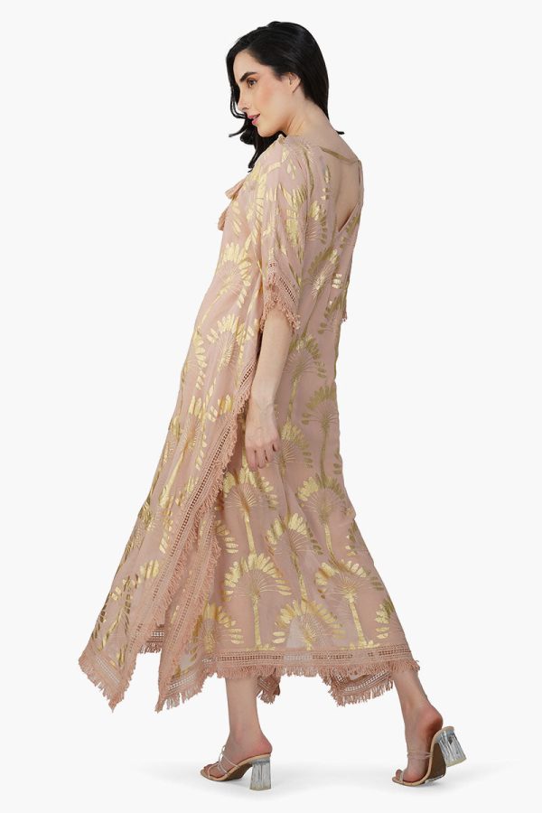 Golden Taupe Foil Printed Kaftan - Image 5