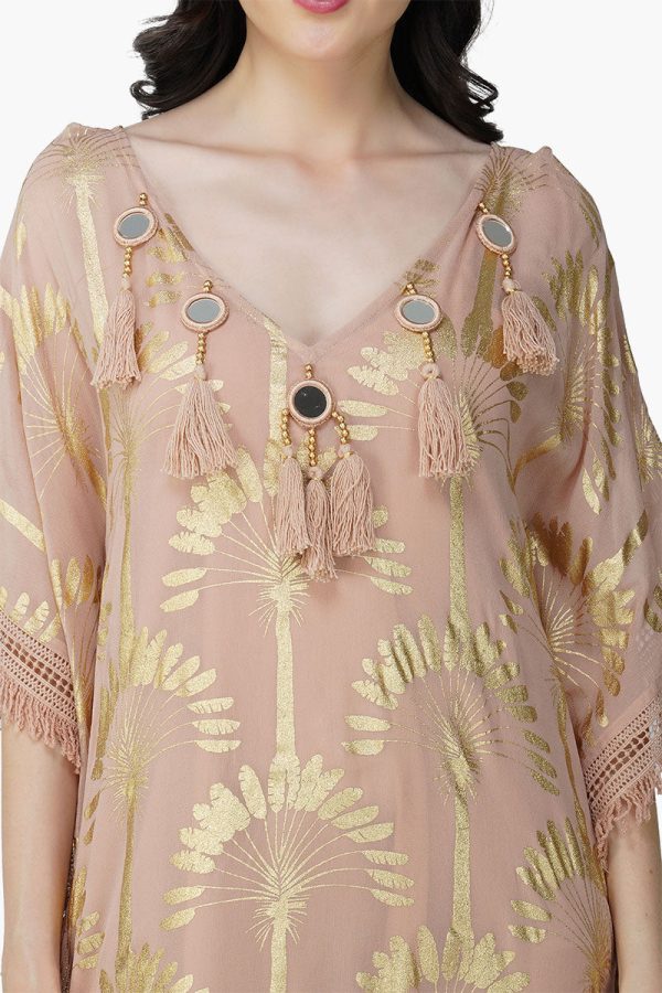 Golden Taupe Foil Printed Kaftan - Image 6