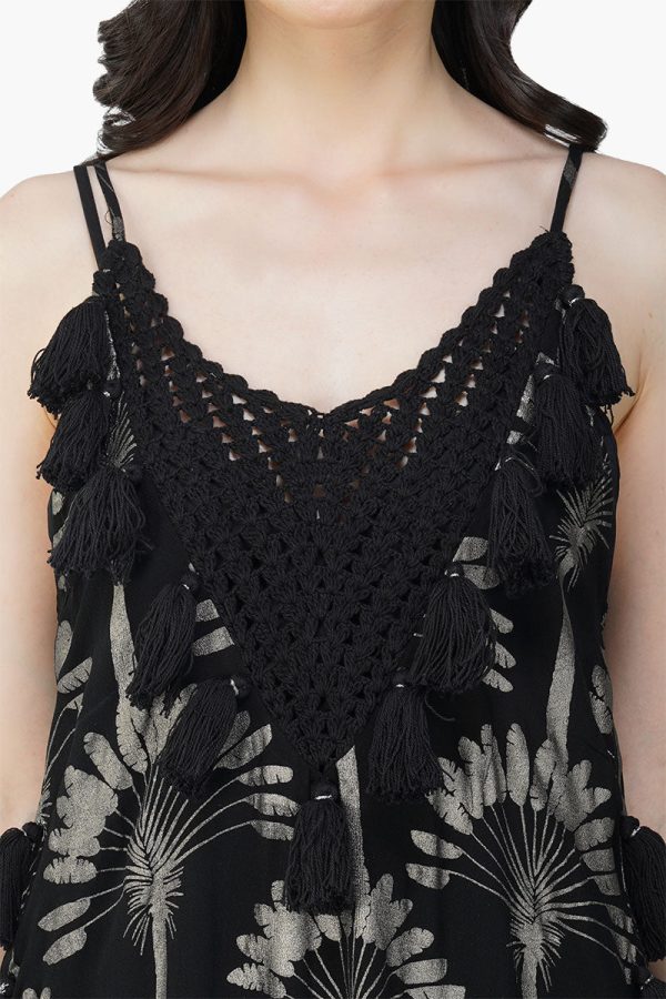 Silver Black Foil Printed Strap Maxi Dress - Image 5